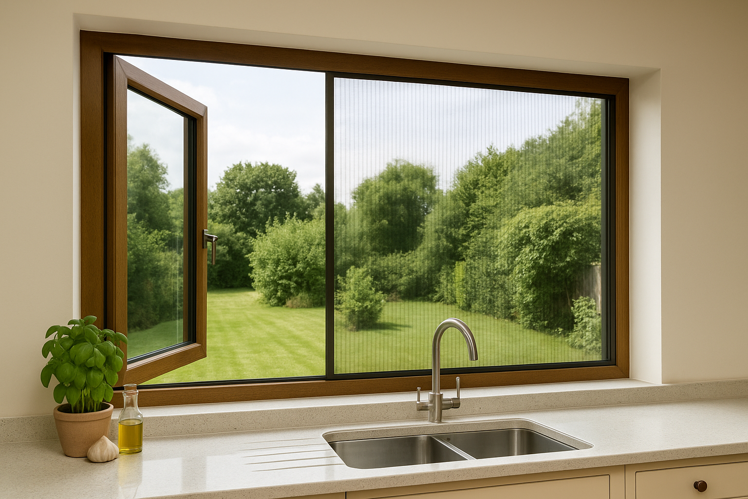 Vision blinds on medium windows in navy bedroom