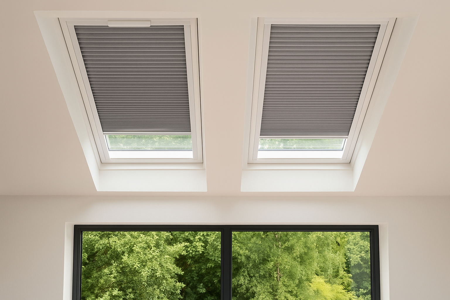 Lantern blinds showing dual fabric design