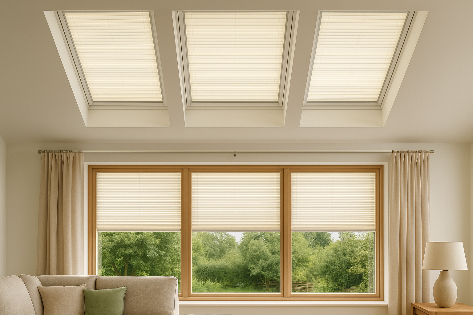 Lantern blinds in modern home interior