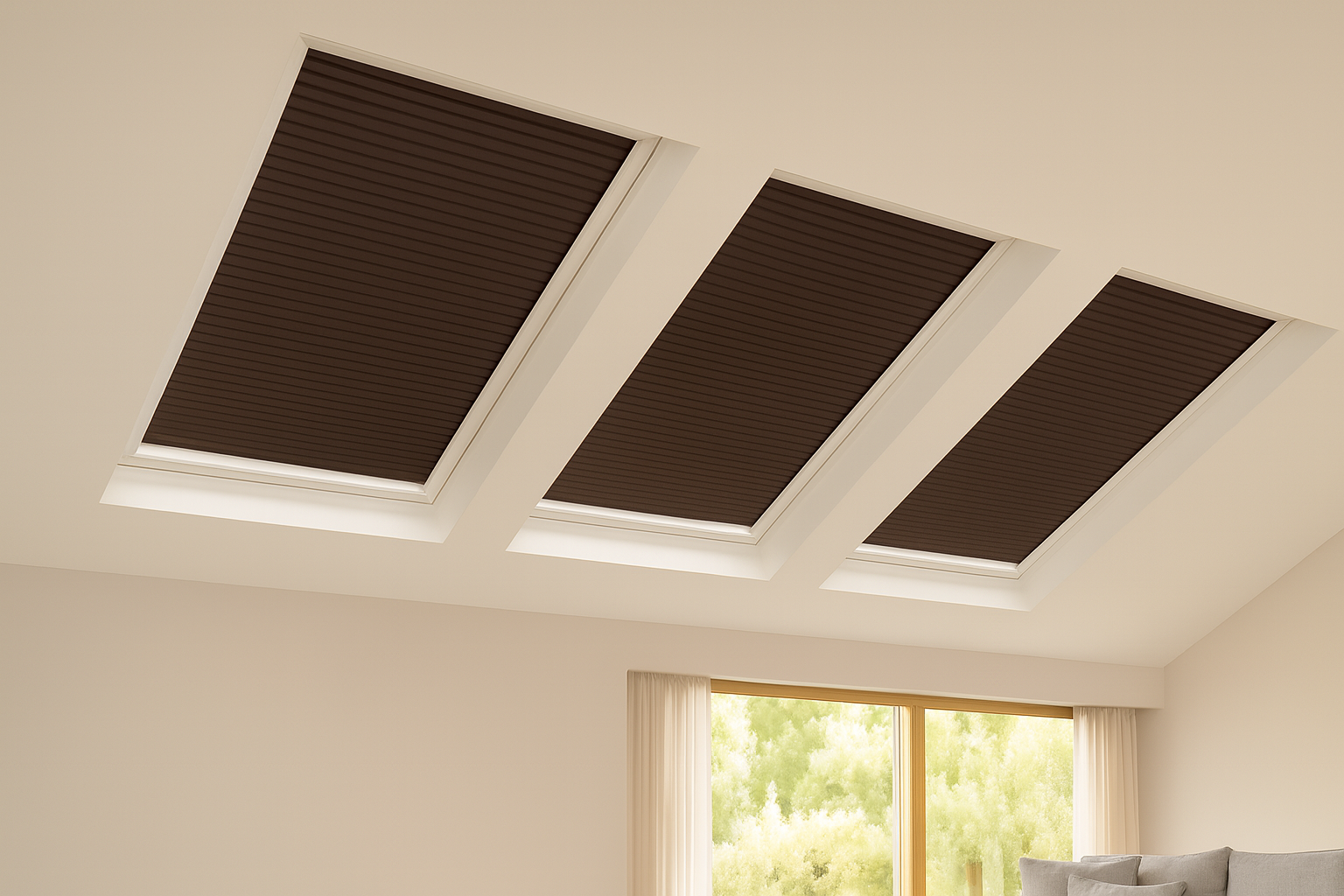 Collage showing a range of blind colours and fabric options