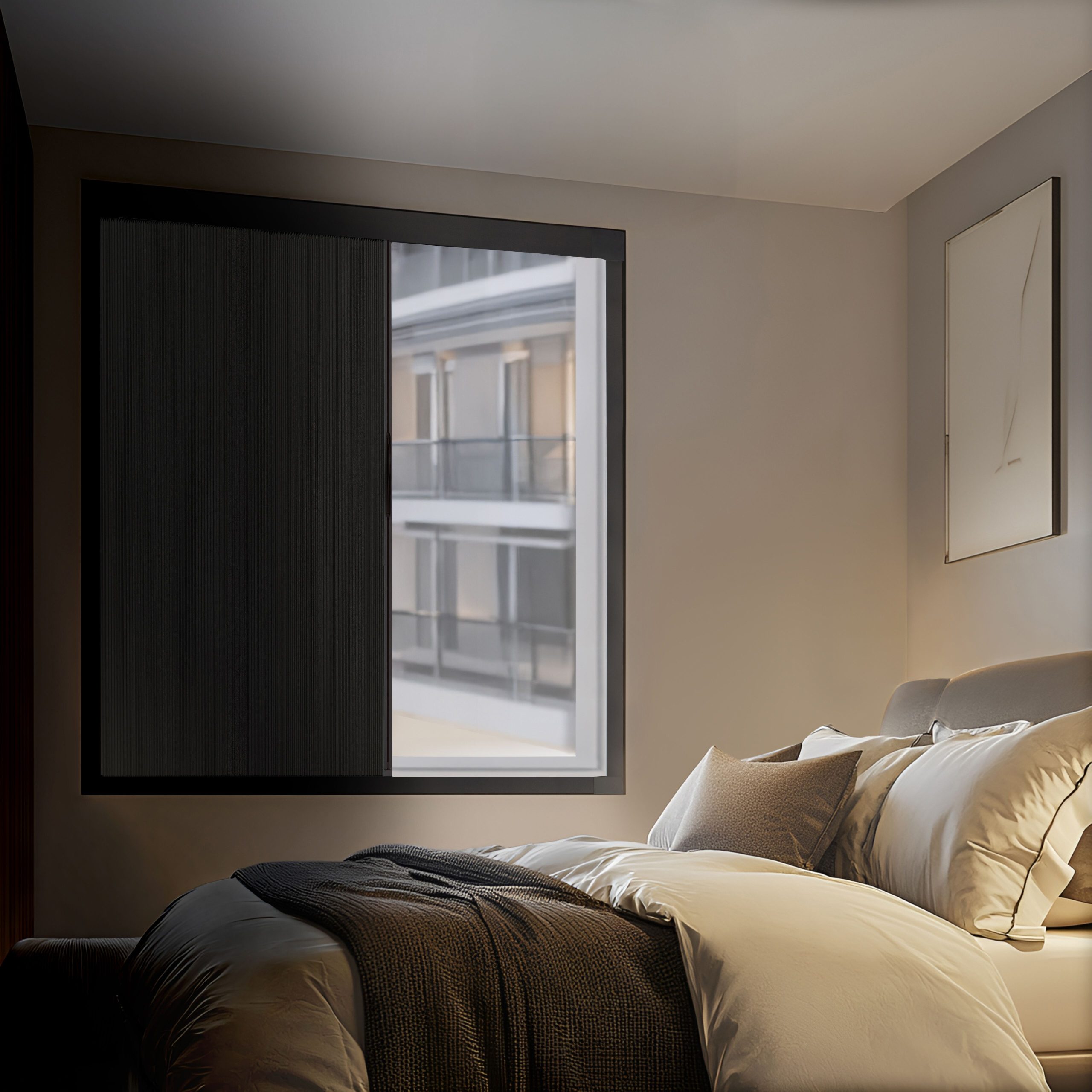 Blind screen bedroom scene